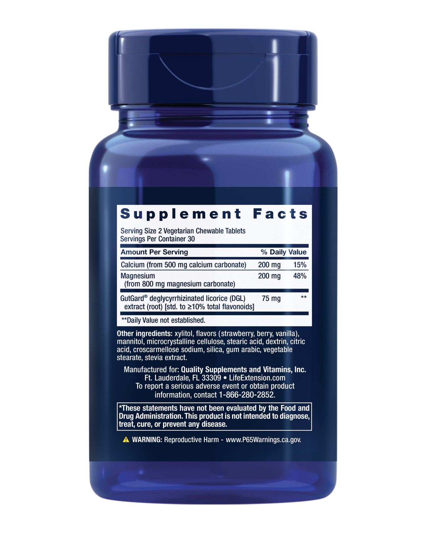 Life Extension EsophaCool - Gut Health Supplements with Calcium, Magnesium & DGL Licorice Root Extract for Healthy Digestion Stomach Relief & PH Balance - Gluten-Free, Vegetarian - 60 Chewable Tablets
