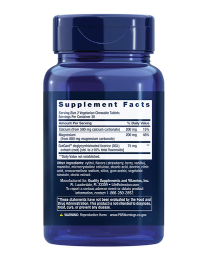 Life Extension EsophaCool - Gut Health Supplements with Calcium, Magnesium & DGL Licorice Root Extract for Healthy Digestion Stomach Relief & PH Balance - Gluten-Free, Vegetarian - 60 Chewable Tablets