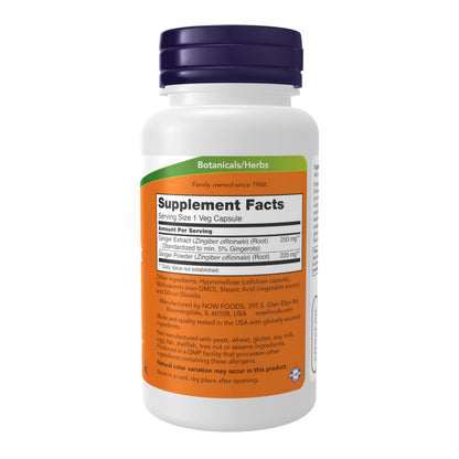 NOW Foods Supplements, Ginger Root Extract 250 mg, Temporary Relief of Upset Stomach*, Digestive Support*, 90 Veg Capsules