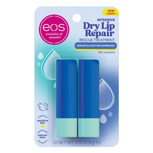 eos The Hero Lip Repair- Strawberry, Moisturizing Lip Balm, 0.14 oz, 2-Pack
