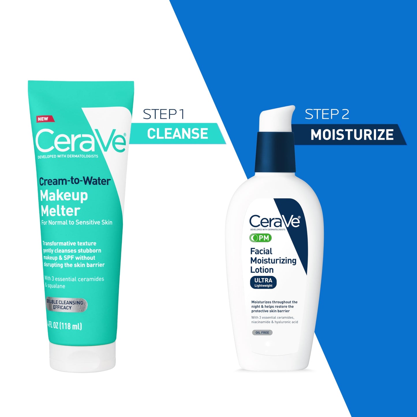 CeraVe Cream-to-Water Makeup Melter, Facial Cleanser for Makeup Removal,4oz