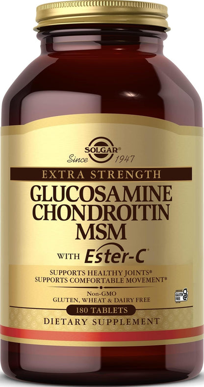 Solgar Extra Strength Glucosamine Chondroitin MSM w/Ester-C, 180 Tablets