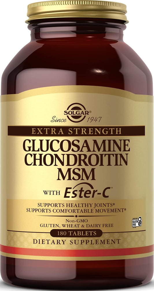 Solgar Extra Strength Glucosamine Chondroitin MSM w/Ester-C, 180 Tablets