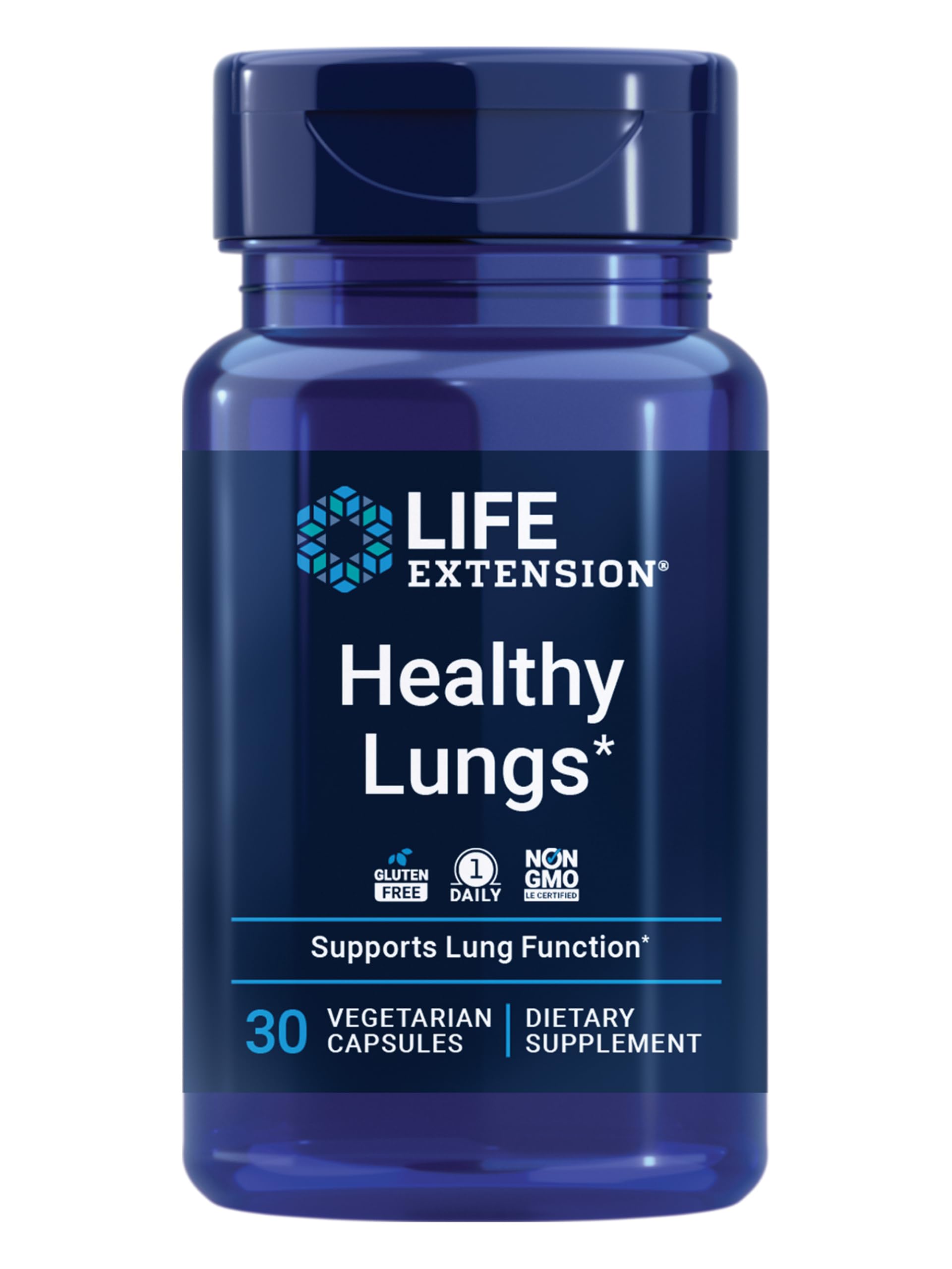 Life Extension Healthy Lungs, Respiratory Supplement, Lung Protection, Boswellia Serrata, Saffron Extract, Once-Daily, Gluten Free, Non-GMO, Vegetarian, 30 Capsules