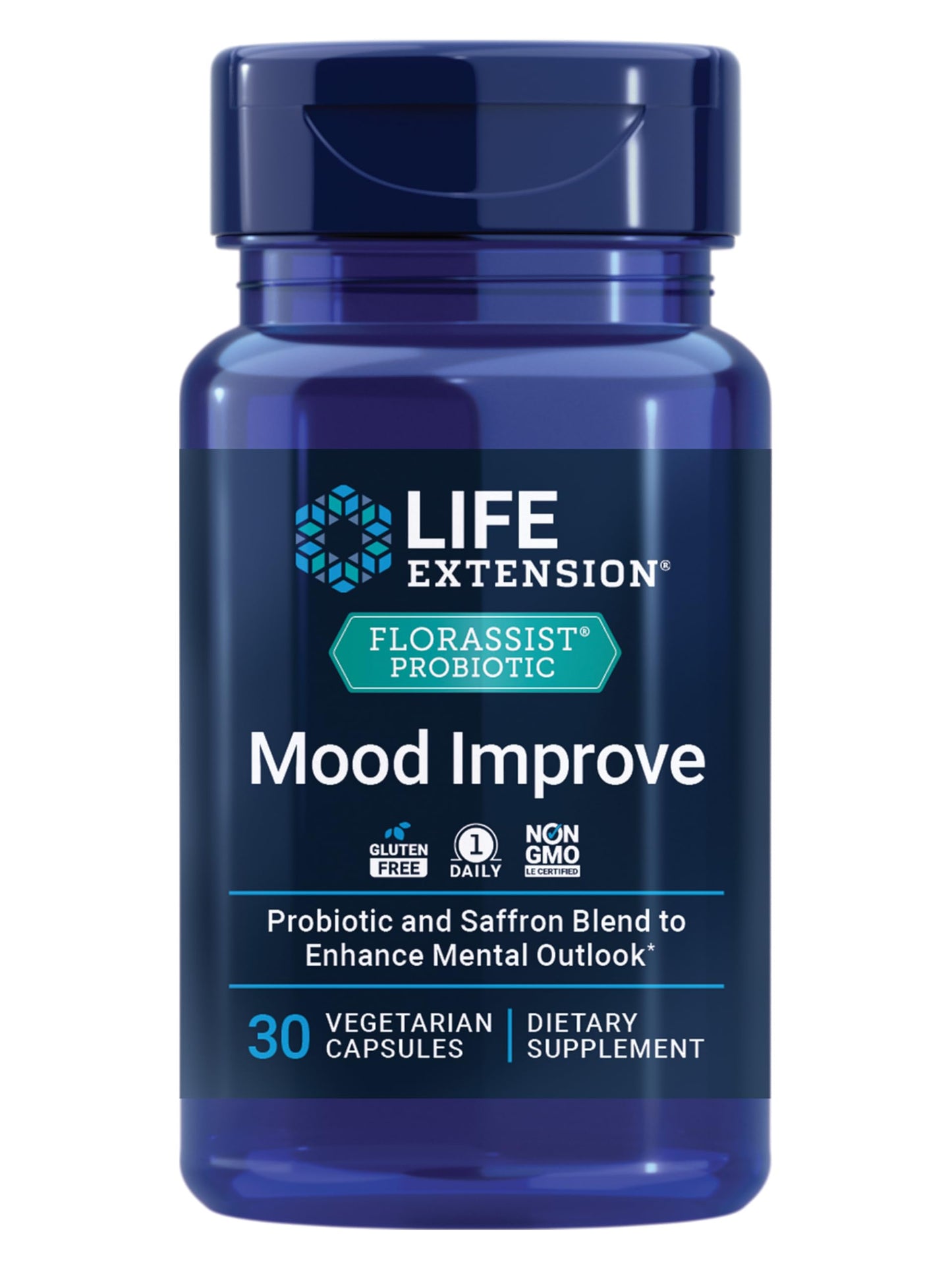 Life Extension FLORASSIST® Probiotic Mood Improve, probiotic and Saffron Blend enhances Mood and Mental Outlook, Non-GMO, Gluten-Free, 1 Daily, Vegetarian, 30 Capsules