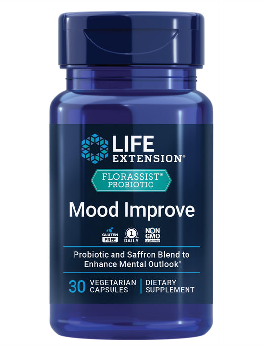 Life Extension FLORASSIST® Probiotic Mood Improve, probiotic and Saffron Blend enhances Mood and Mental Outlook, Non-GMO, Gluten-Free, 1 Daily, Vegetarian, 30 Capsules