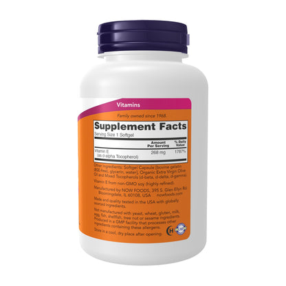 NOW Foods Supplements, Vitamin E-400 IU Mixed Tocopherols, Antioxidant Protection*, 250 Softgels