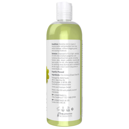 NOW Foods Solutions, Grapeseed Oil, Skin Care for Sensitive Skin, Light Silky Moisturizer for All Skin Types, 16-Ounce