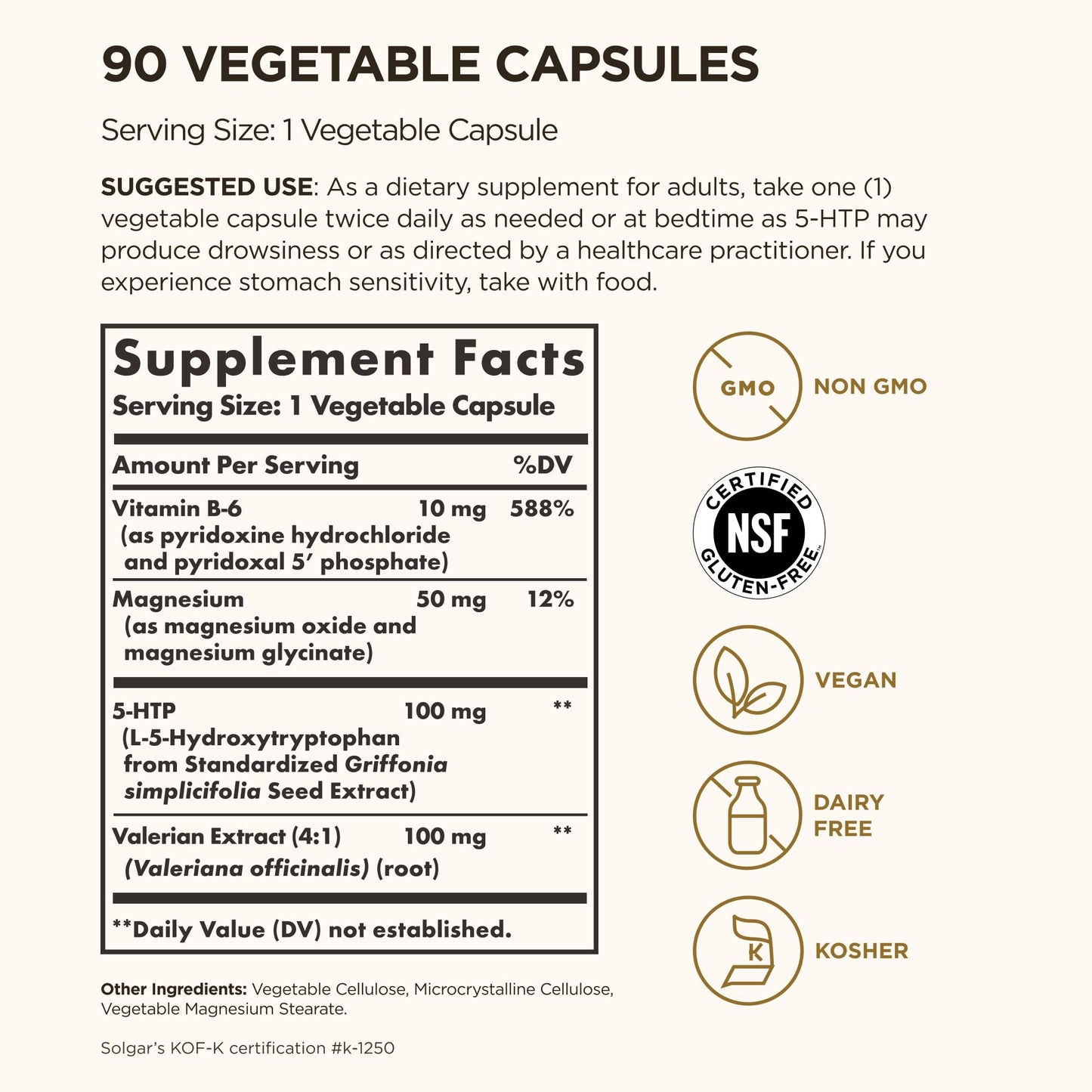 Solgar 5-HTP 100 mg, 90 Vegetable Capsules - Promotes Relaxation, Vegan