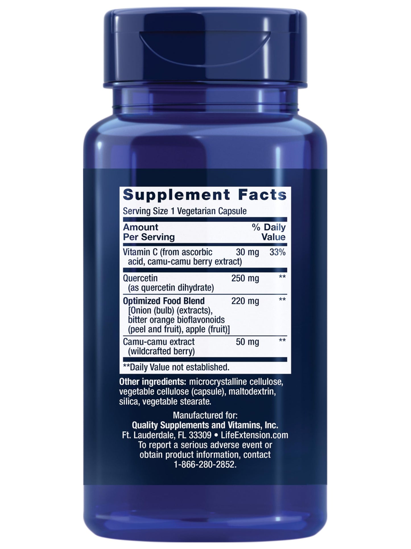 Life Extension Optimized Quercetin 250 mg Supports Immune Health, Heart Health, Non-GMO, Gluten Free - 60 Vegetarian Capsules