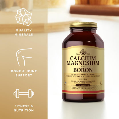 Solgar Calcium Magnesium Plus Boron - 250 Tablets, Pack of 3 - Non-GMO, Vegan, Gluten Free, Dairy Free, Kosher - 249 Total Servings
