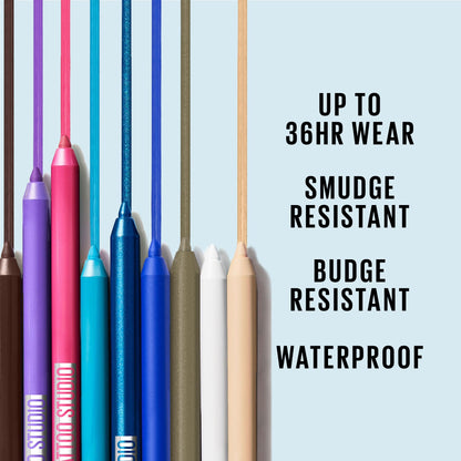 Maybelline TattooStudio Long-Lasting Sharpenable Eyeliner Pencil, Glide on Smooth Gel Pigments with 36 Hour Wear, Waterproof, Deep Onyx, 1 Count