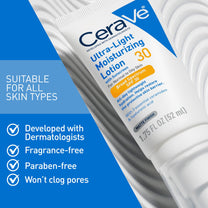 CeraVe Ultra-Light Moisturizing Lotion SPF 30, Sunscreen for Face, 1.7oz