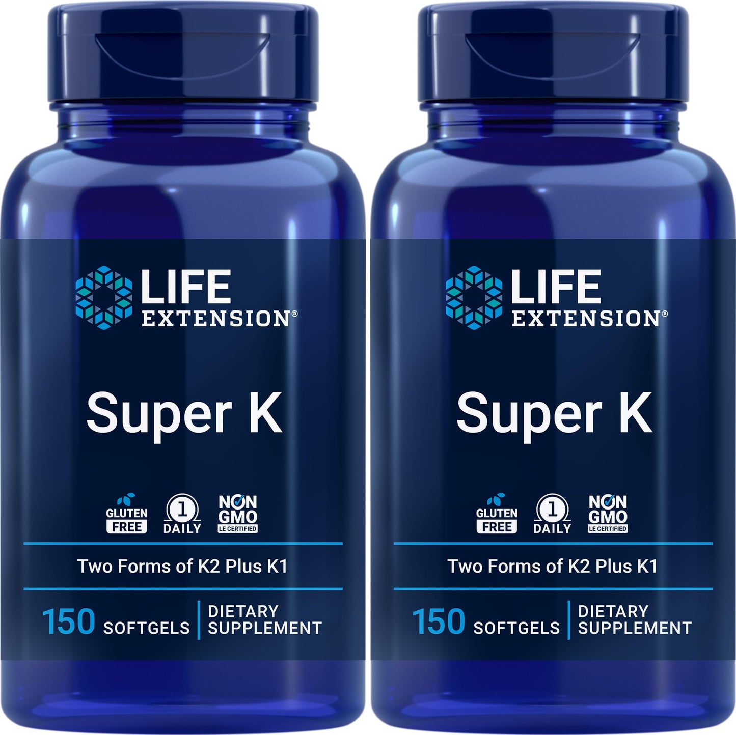 Life Extension Super K, 150 Softgels (Pack of 2) with Vitamins K and K2