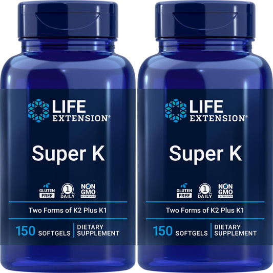 Life Extension Super K, 150 Softgels (Pack of 2) with Vitamins K and K2