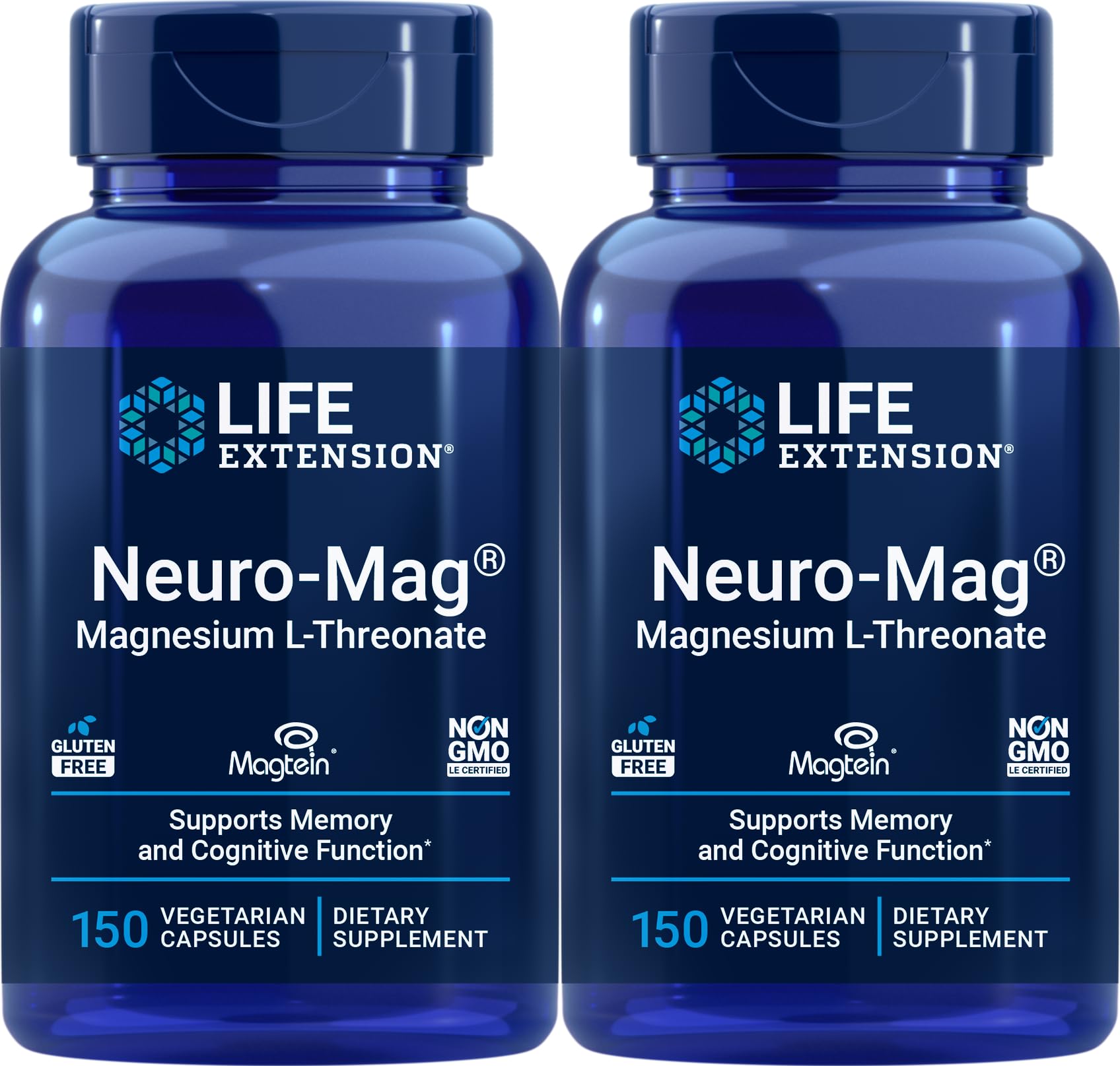 Life Extension Neuro-Mag Magnesium L-Threonate, 150 Veg Caps (Pack of 2)