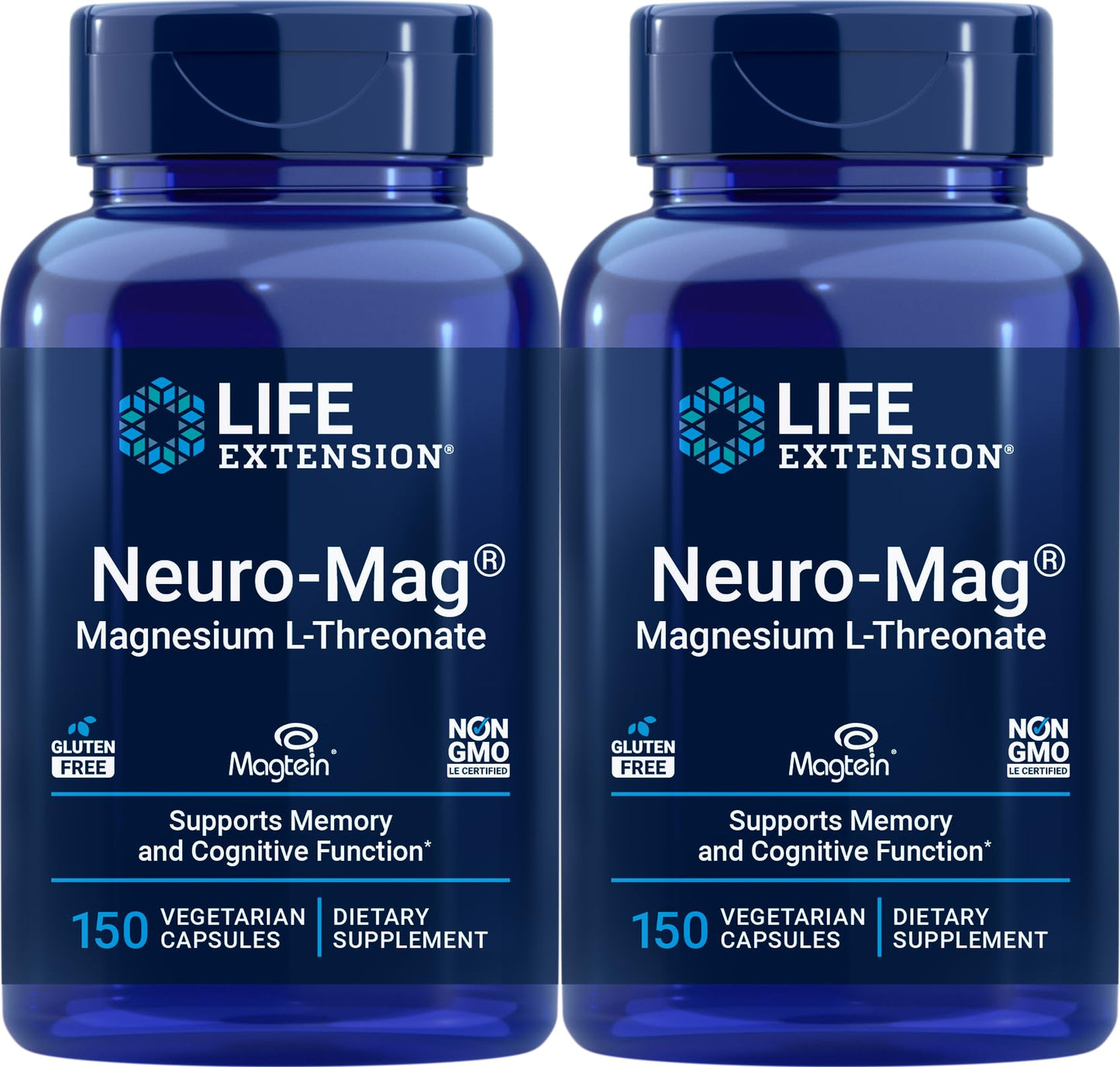 Life Extension Neuro-Mag Magnesium L-Threonate, 150 Veg Caps (Pack of 2)