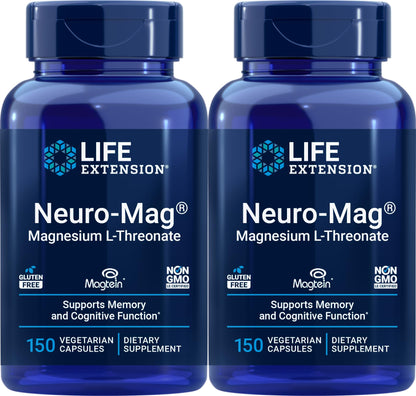 Life Extension Neuro-Mag Magnesium L-Threonate, 150 Veg Caps (Pack of 2)