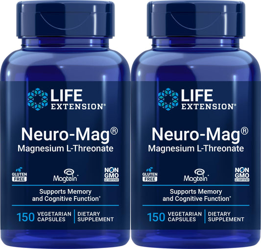 Life Extension Neuro-Mag Magnesium L-Threonate, 150 Veg Caps (Pack of 2)