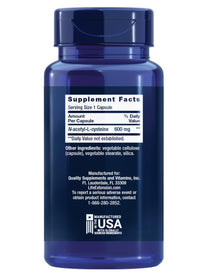 Life Extension N-Acetyl-L-Cysteine (NAC), Immune, Respiratory, Liver Health, NAC 600 mg, Potent antioxidant Support, Free-radicals, Easy to Absorb, 60 Capsules