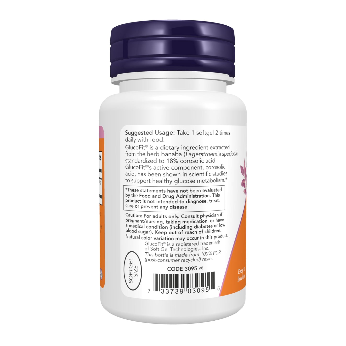 NOW Foods Supplements, GlucoFit® with 18% Corosolic Acid, Supports Glucose Metabolism*, 60 Softgels