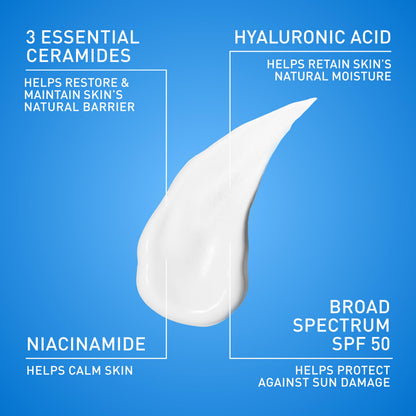 CeraVe AM Facial Moisturizing Lotion SPF 50, Face Moisturizer with SPF, 3oz