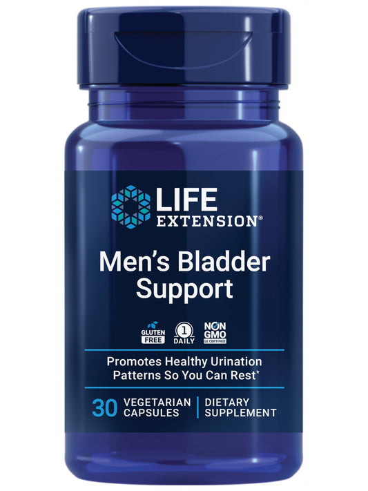 Life Extension Men's Bladder Support, melatonin, beta-sitosterol, lycopene, Nighttime Urination, Sleep Patterns, Prostate Health, Bladder Support, Gluten Free, Non-GMO, Vegetarian, 30 Capsules