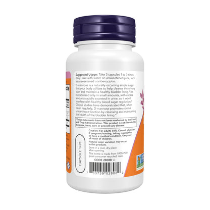 Now Foods Supplements, D-Mannose 500 mg, Non-GMO Project Verified, Healthy Urinary Tract*, 60 Veg Capsules