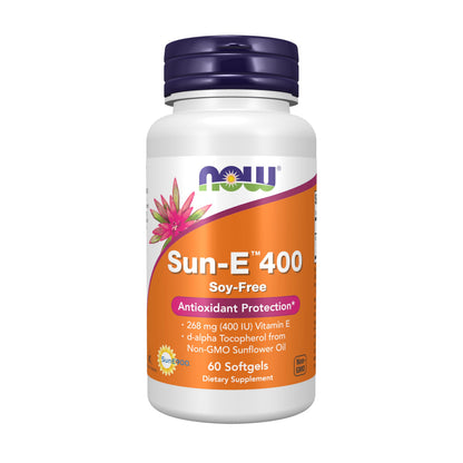 NOW Foods Supplements, Sun-E™ 400 IU with d-alpha Tocopherol from Non-GMO Sunflower Oil, 60 Softgels