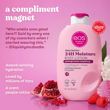 eos Shea Better 24H Moisture Body Lotion- Pomegranate Raspberry, 16 fl oz
