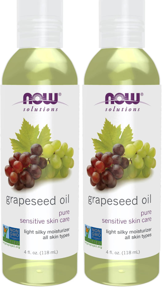 NOW Solutions, Grapeseed Oil, Skin Care for Sensitive_Skin, Light Silky Moisturizer for All Skin Types, 4-Ounce (Pack of 2)