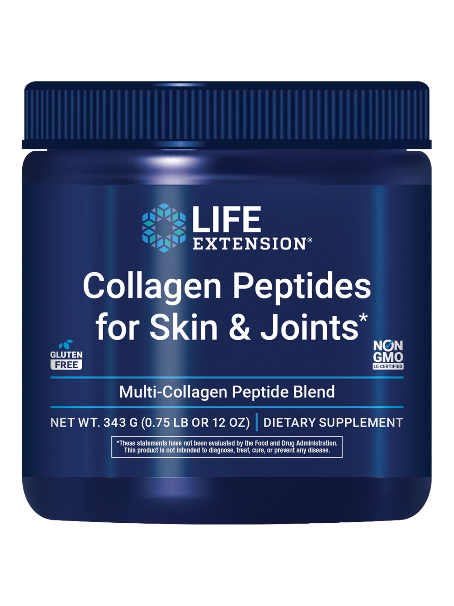 Life Extension Collagen Peptides for Skin & Joints, Collagen Types I, II & III in an Easy-Mix Powder, Gluten Free, Non-GMO, net Weight 343 Grams