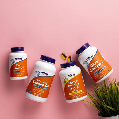 NOW Foods Supplements, Super Omega 3-6-9 1200 mg with a blend of Fish, Borage and Flax Seed Oils, 180 Softgels