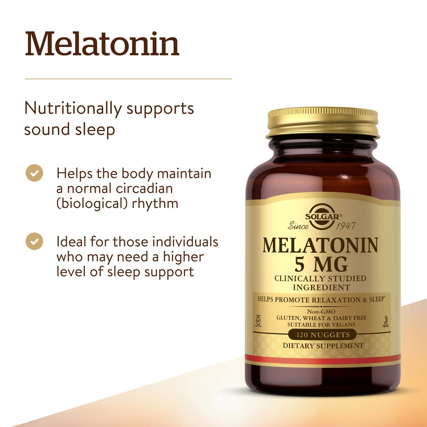 Solgar Melatonin 5 mg, 120 Nuggets - Helps Promote Relaxation & Rest