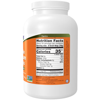 NOW Foods Supplements, Whole Psyllium Husks, Granule, Non-GMO Project Verified, Soluble Fiber, 12-Ounce