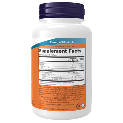 NOW Foods Supplements, Omega-3 180 EPA / 120 DHA, Enteric Coated, Cardiovascular Support*, 90 Softgels