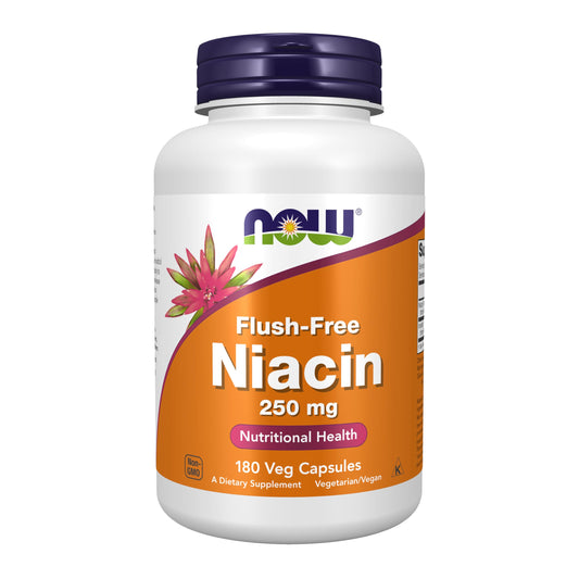 NOW Foods Supplements, Niacin (Vitamin B-3) 250 mg, Flush-Free, Nutritional Health, 180 Veg Capsules