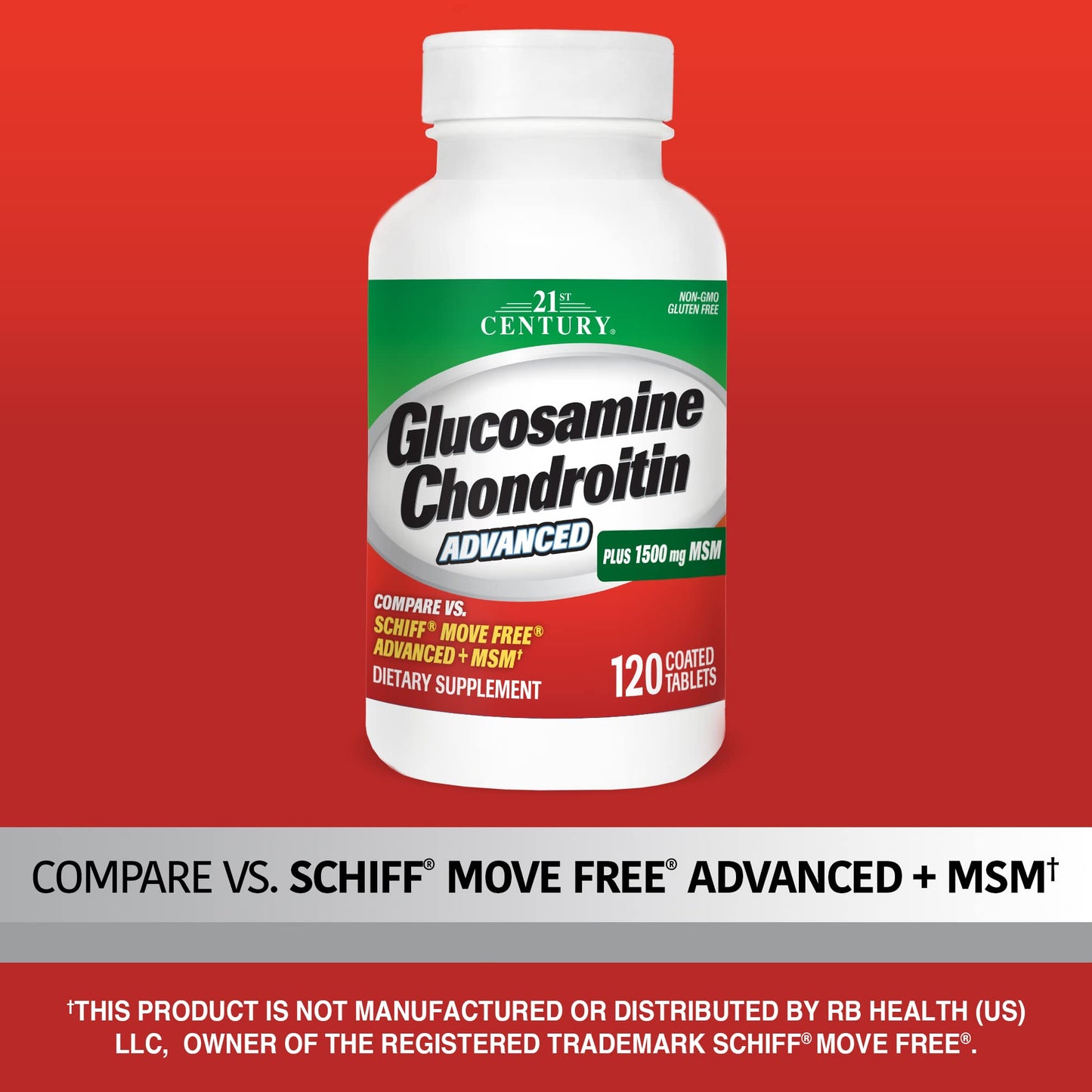 21st Century Glucosamine Chondroitin Advanced with MSM, Joints, 120ct