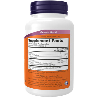 NOW Foods Supplements, Mannose Cranberry, Dual Action Formula*, Clinically Evaluated, Urinary Tract Health*, 90 Veg Capsules