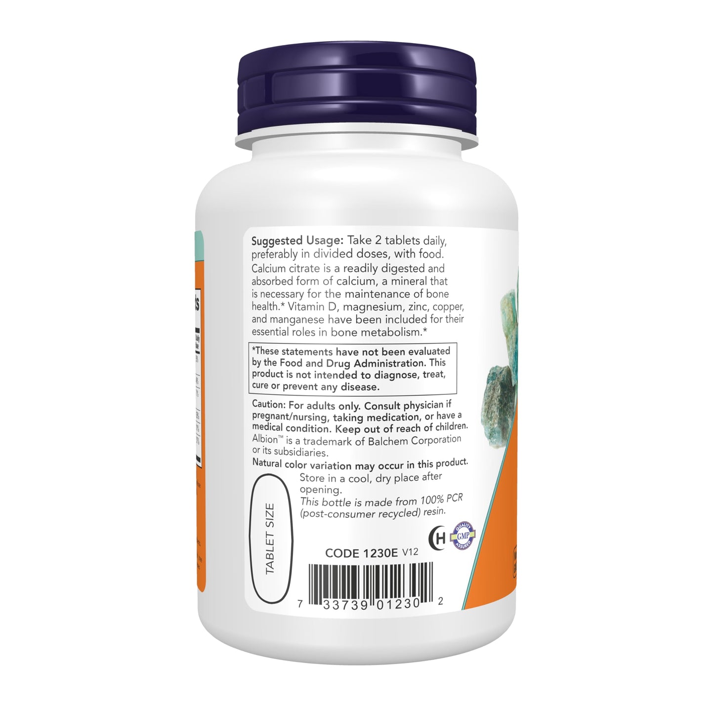 NOW Supplements, Calcium Citrate with Vitamin D, Magnesium, Zinc, Copper, and Manganese, 100 Tablets