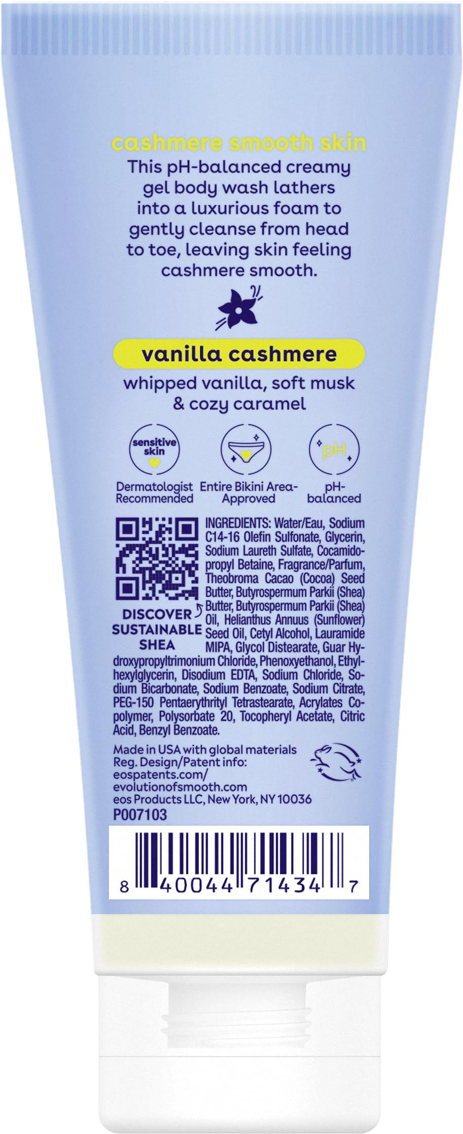 eos Travel Vanilla Cashmere Body Wash- Mini Size, Toiletries, 2.5 fl oz
