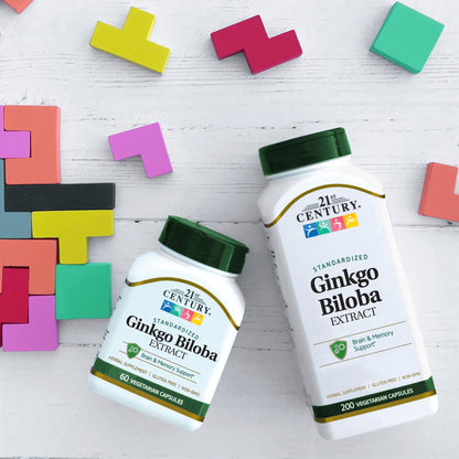 21st Century Ginkgo Biloba Extract Capsules, Memory & Brain, 200 Count