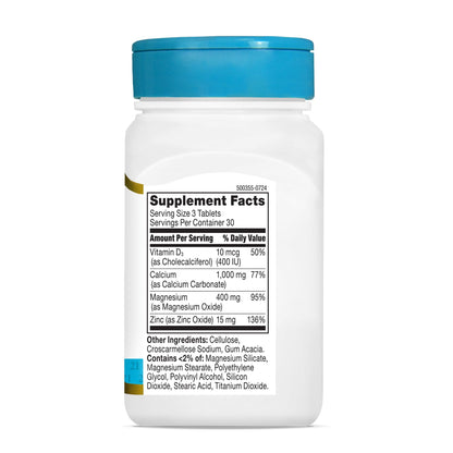 21st Century Cal Mag Zinc +D Tablets, 90 Count