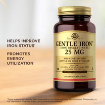 Solgar - Gentle Iron 25 mg Vegetable Capsules 180 Count 2 Pack Easy on Stomach, Promote Red Blood Cell Production.