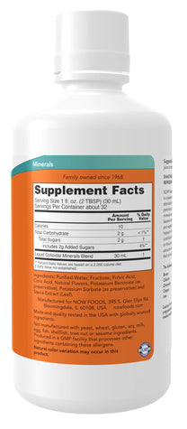 NOW Foods Supplements, Colloidal Minerals Liquid, Plant Derived, Essential Trace Minerals, Raspberry, 32-Ounce