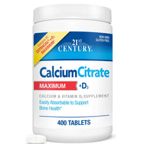 21st Century Calcium Citrate Plus D3 Maximum - 630 mg Calcium, Bone Health Support, Easily Absorbable, Gluten Free, Non-GMO, Compare to Citracal +D3, 400 Tablets