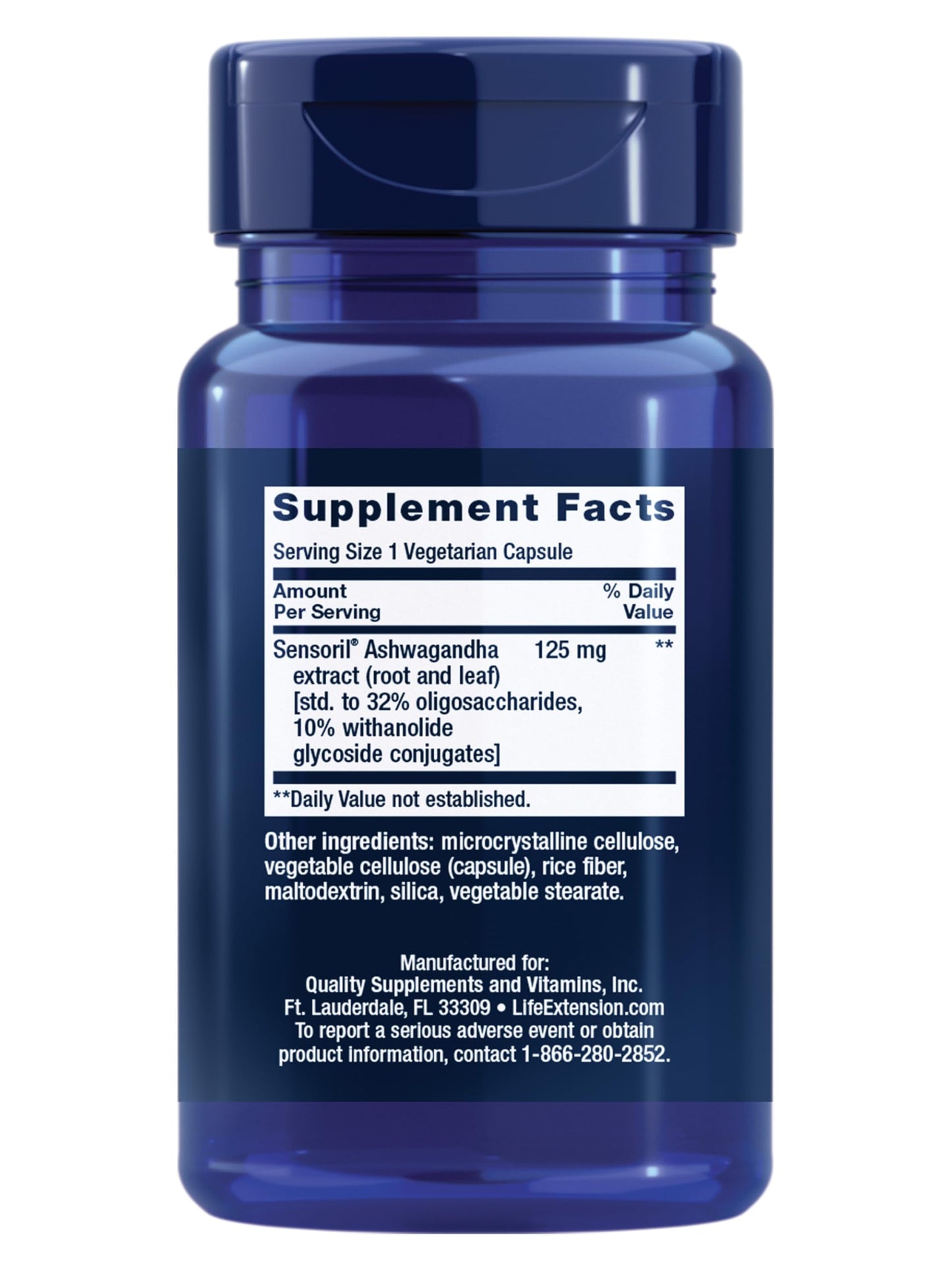 Life Extension Optimized Ashwagandha - Stress Management Supplement for a Healthy Stress Response, Focus, Memory, Stress Relief - Vegetarian, Gluten-Free, Non-GMO, 60 Capsules