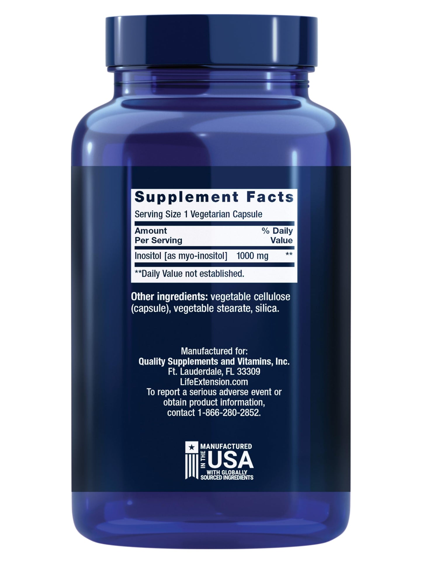 Life Extension Inositol Caps – 1000 mg, Myo-Inositol – Mood Health, Well-Being, Healthy Metabolism, Hormone Balance – Gluten-Free, Non-GMO, Vegetarian – 360 Capsules