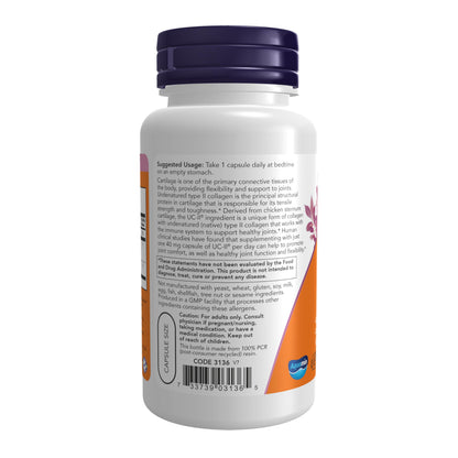 NOW Foods Supplements, UC-II Type II Collagen with Undenatured Type II Collagen, 120 Veg Capsules