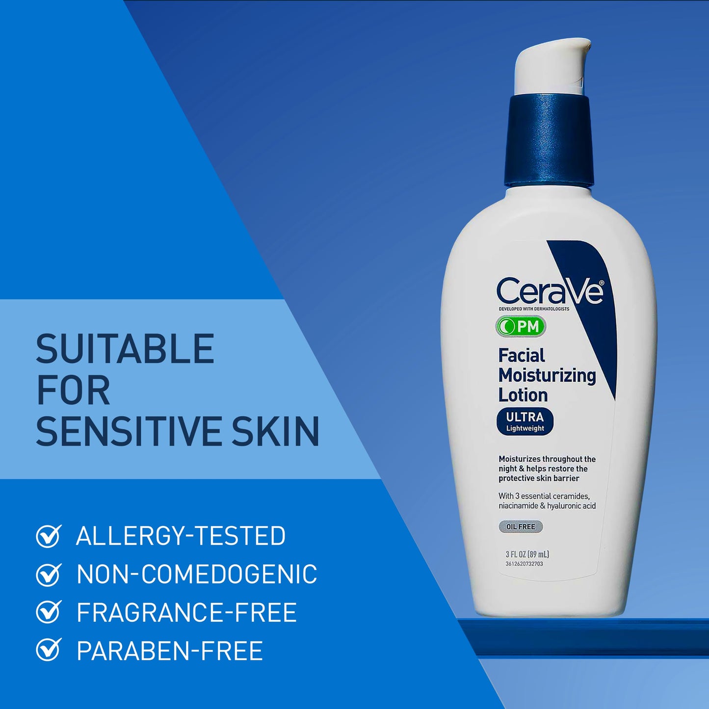 CeraVe PM Facial Moisturizing Lotion, Skin Care for Dry Skin, Oil-Free, 3oz